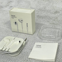 Наушники APPLE EarPods H4001 iPhone 5 logo 050 (в упаковке) БЕЗ ЛОГО